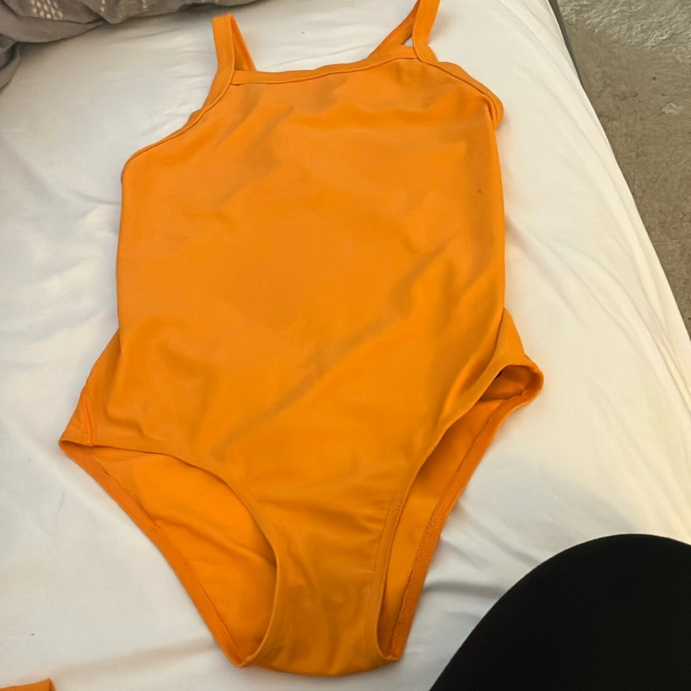 Orange One Piece Swimsuit with Spaghetti Straps